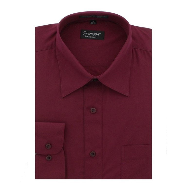 900M-Sl - Milani Solid Slim Fit Dress Shirt Burgundy 900M-Sl - Milani Solid Slim Fit Dress Shirt Burgundy