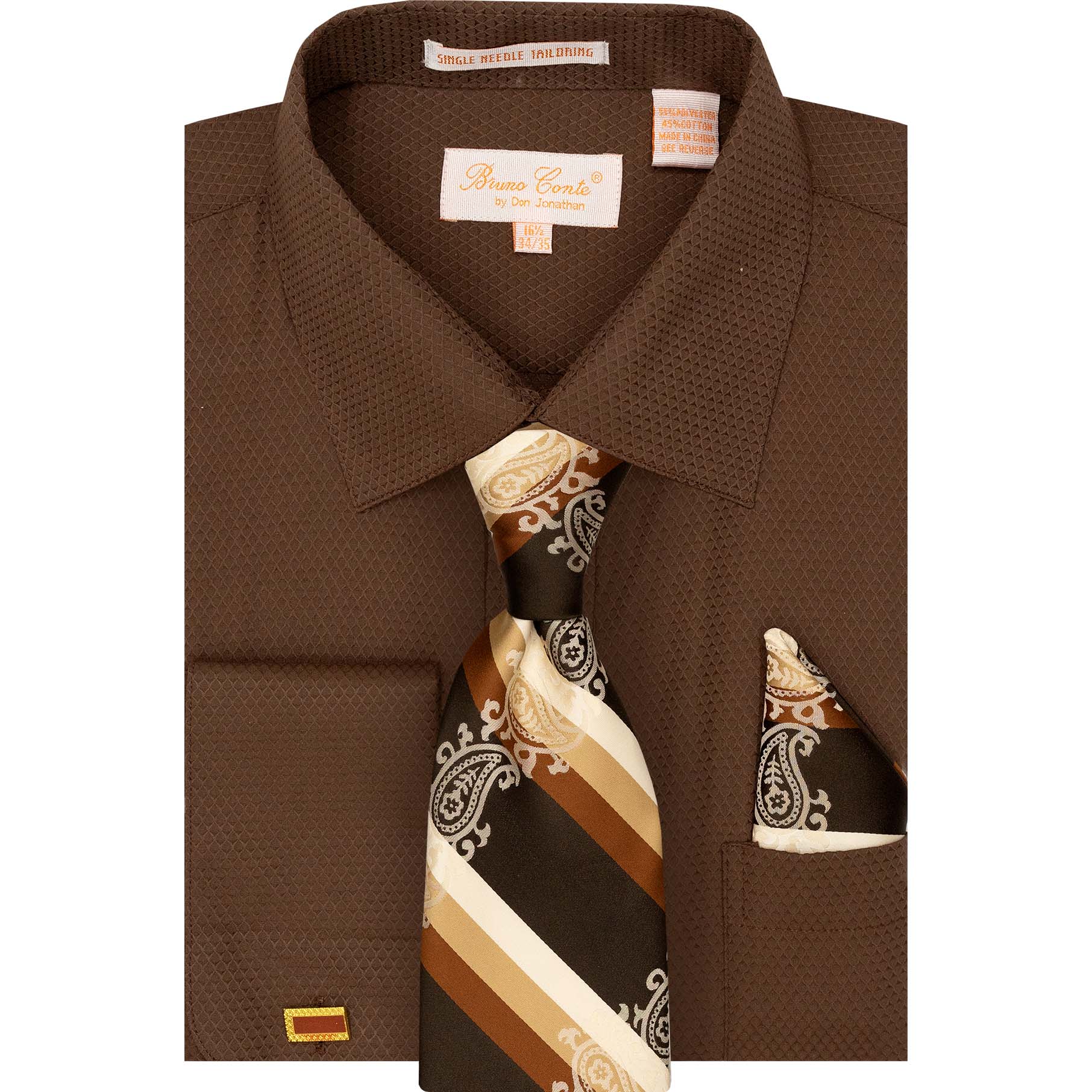 bruno conte dress shirts French Cuff Dress Shirt with Matching Tie, Hanky, Collar Bar and Cuffl   The Look! Shopthelookonline.com
