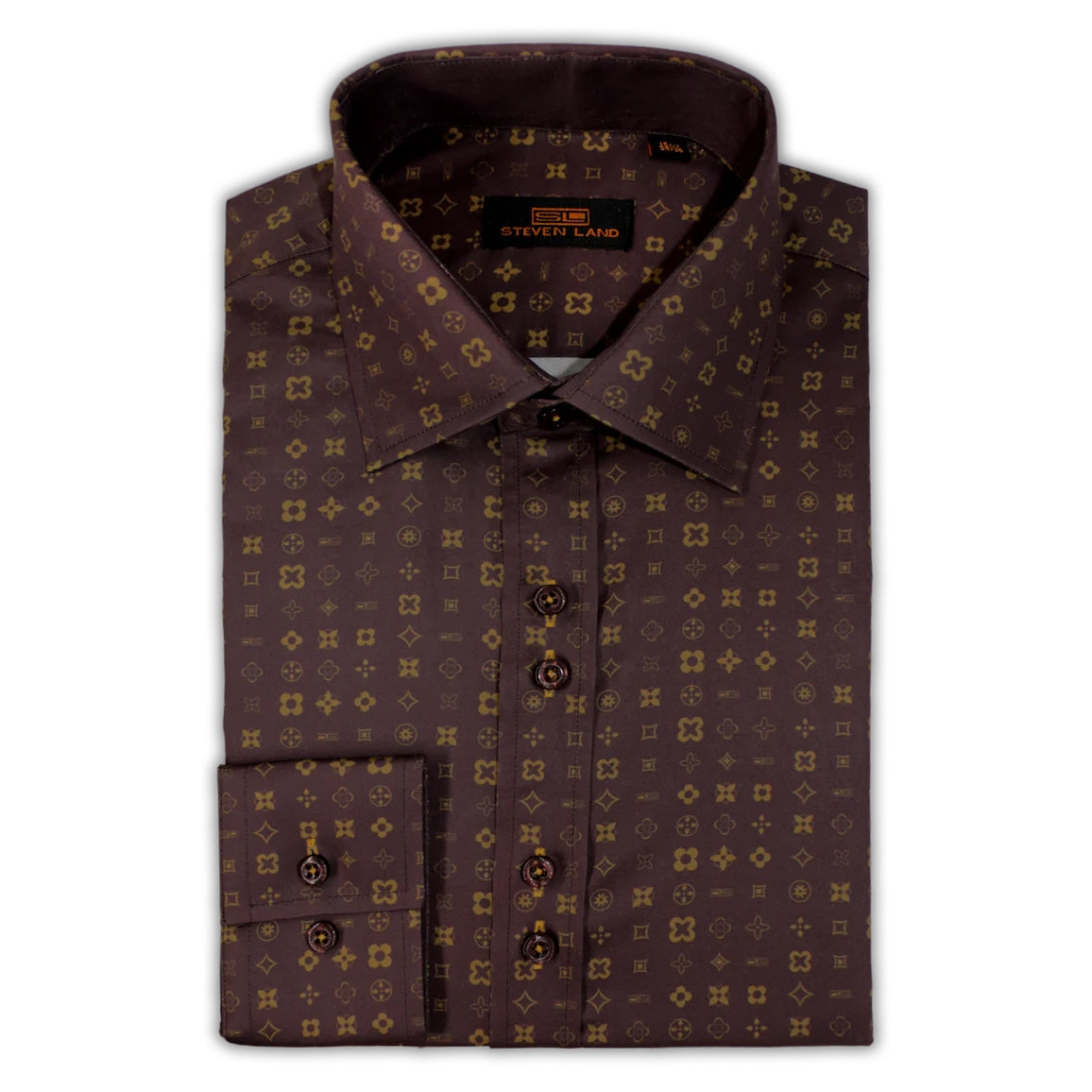Steven Land Dress Shirt Satin Motif Pattern Point Collar Button Cuff D Suit & Tux Warehouse Steven Land Dress Shirt Satin Motif Pattern Point Collar Button Cuff D Suit & Tux Warehouse