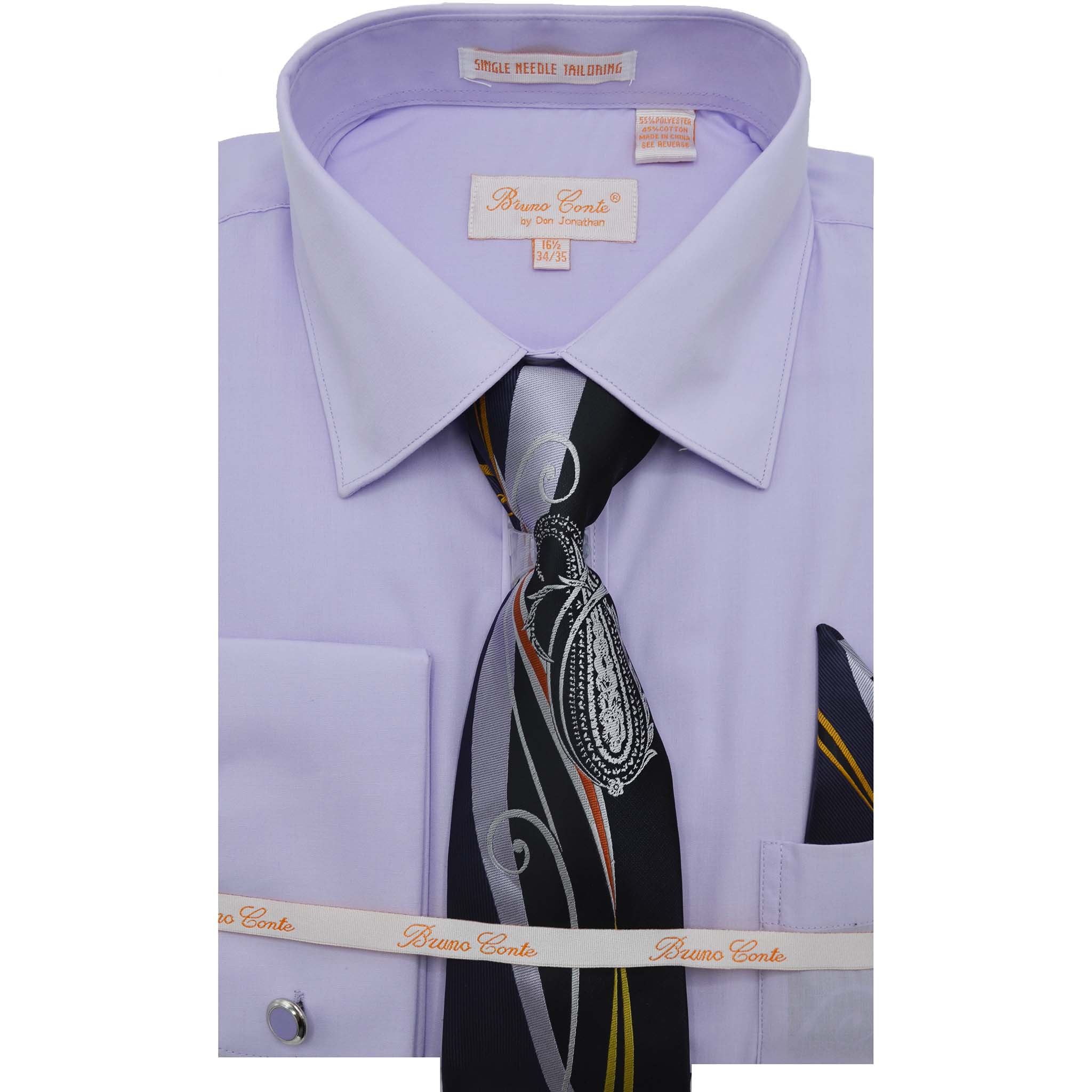 bruno conte dress shirts Men's Bruno Conte Black Plaid Shirt & Tie Combo BC992