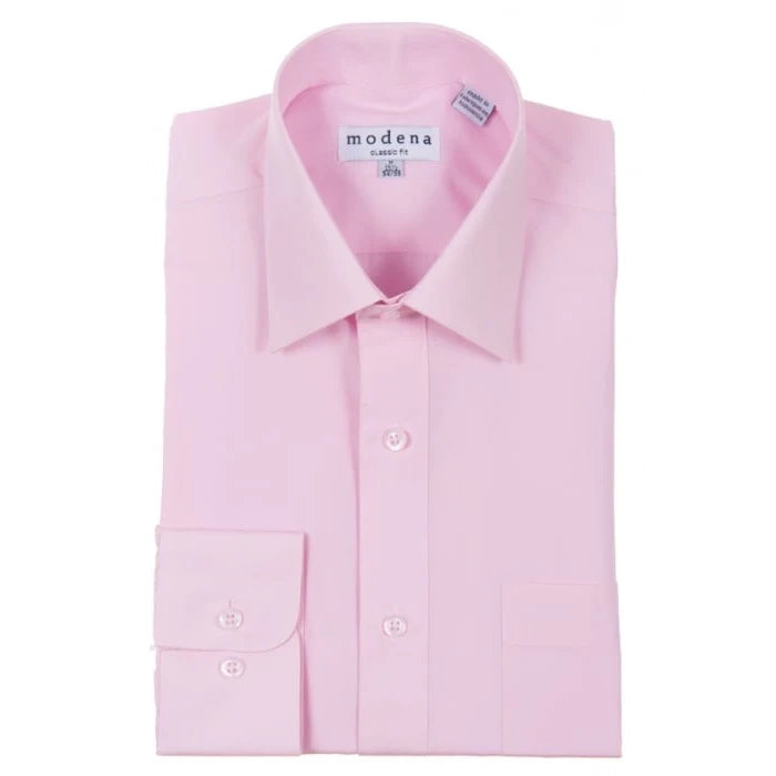 Modena Men's Classic Fit Long Sleeve Pink Dress Shirt M300CLOR – Suit & Tux  Warehouse