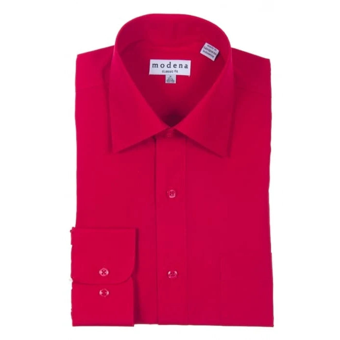 Modena Men's Classic Fit Long Sleeve Red Dress Shirt M300CLOR Suit & Tux Warehouse Modena Men's Classic Fit Long Sleeve Red Dress Shirt M300CLOR Suit & Tux Warehouse