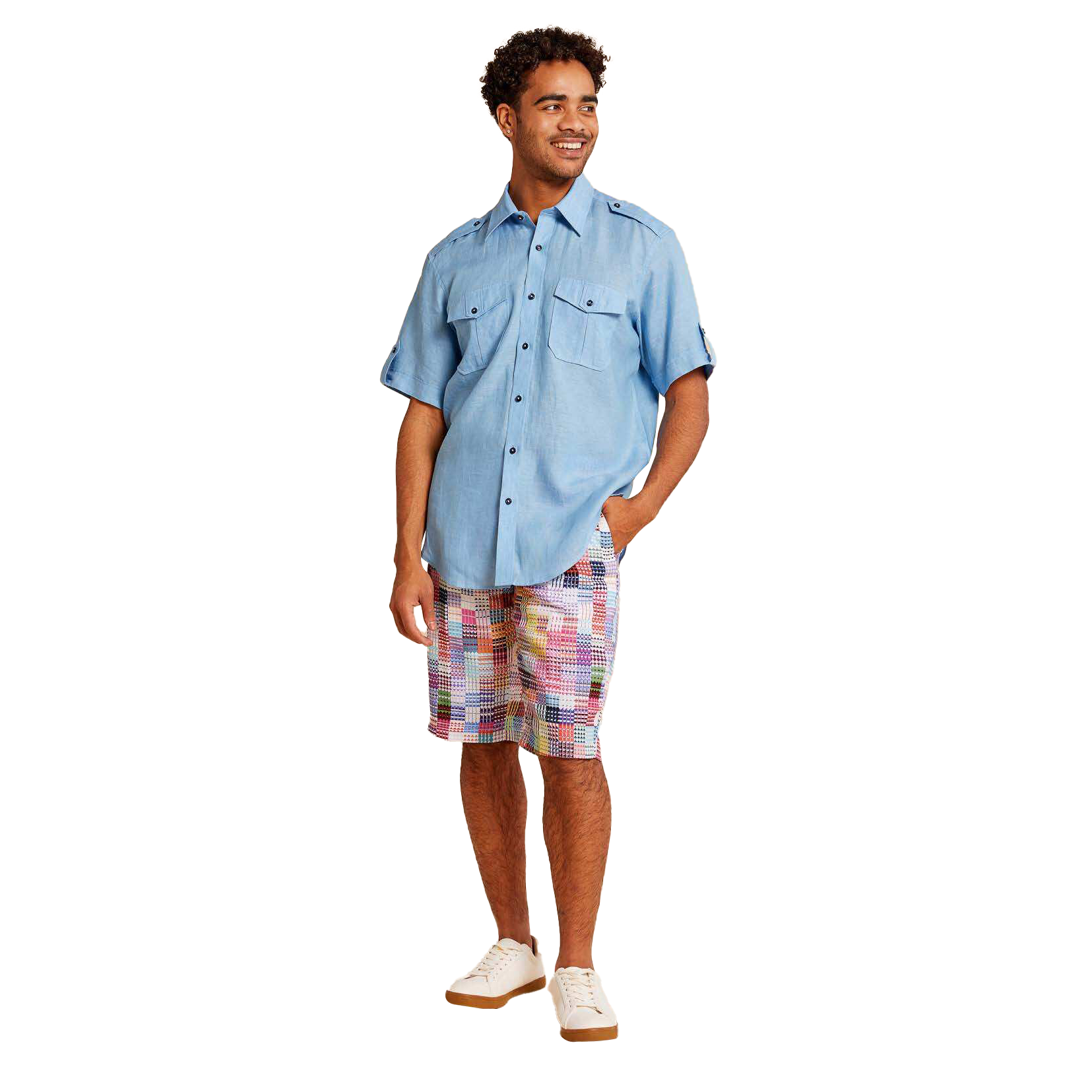 Inserch Linen Shorts P21116-00154 Lake Blue main image 0