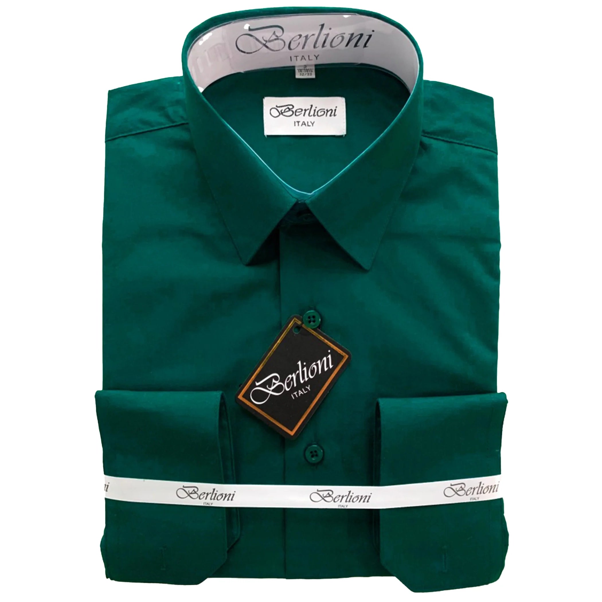 Berlioni C/C Solid Dress Shirt Hunter Green BL900  Suit & Tux Warehouse