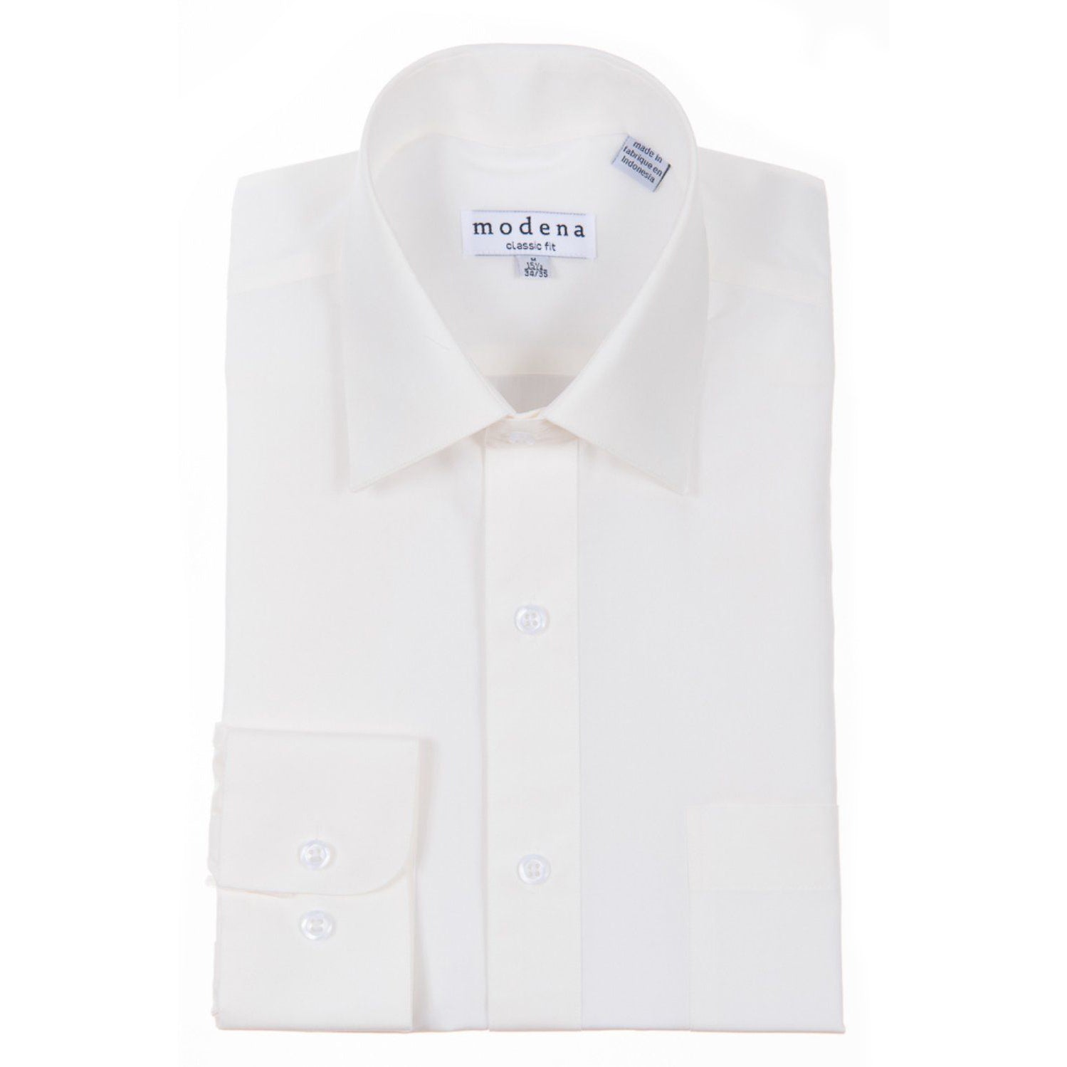 modern fit vs classic fit dress shirts Modena Men's Classic Fit Long Sleeve EGG Shell Dress Shirt M300CLOR 17 36/37 / EGG Shell