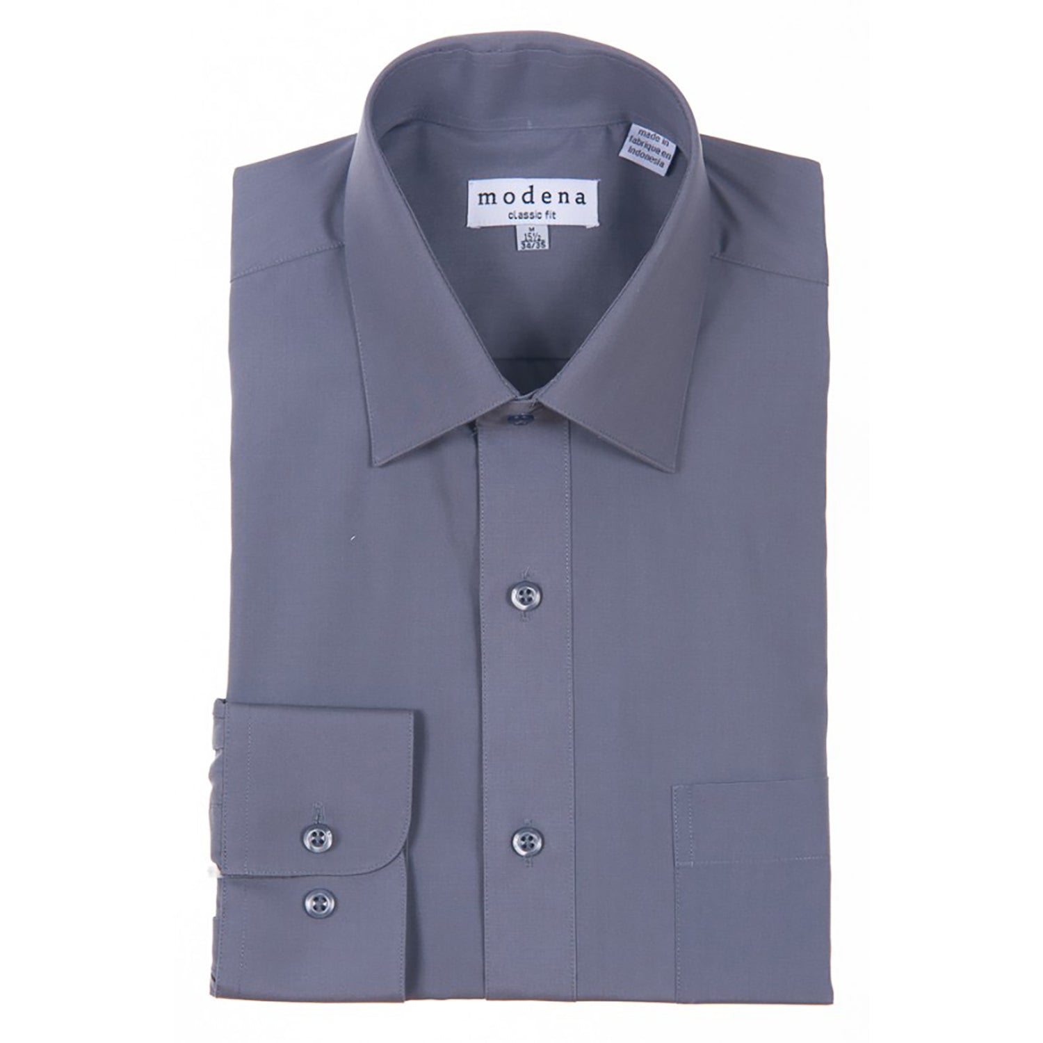 Modena Men's Classic Fit Long Sleeve Charcoal Dress Shirt M300CLOR 20 34/35 / Charcoal Modena Men's Classic Fit Long Sleeve Charcoal Dress Shirt M300CLOR 20 34/35 / Charcoal
