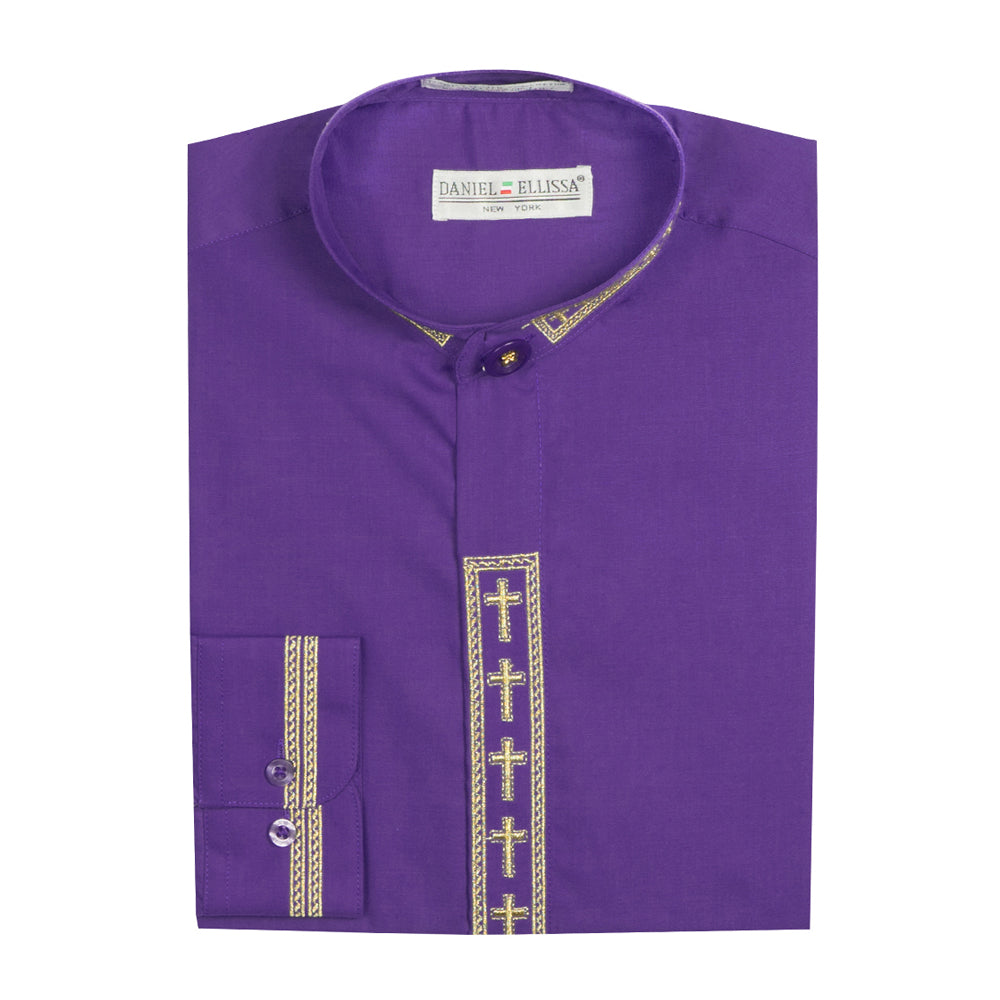 Daniel Ellissa Mens Clergy Shirt Long Sleeve | Warehouse Suit Sale 15.5 34/35 / Purple/Gold Daniel Ellissa Mens Clergy Shirt Long Sleeve | Warehouse Suit Sale 15.5 34/35 / Purple/Gold