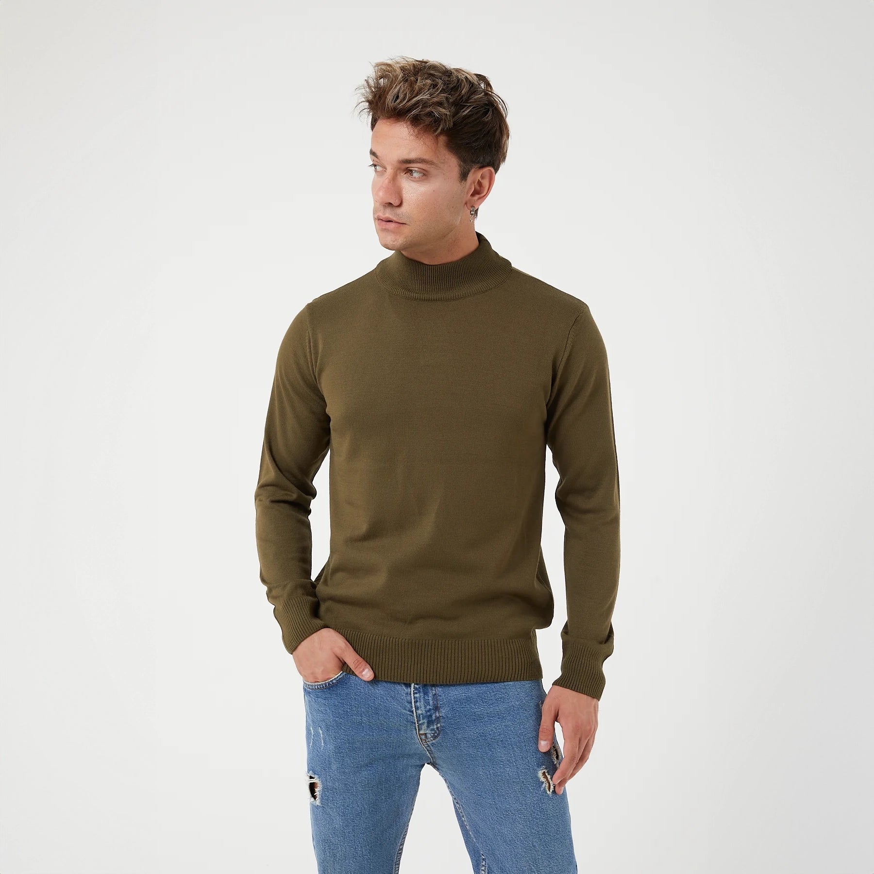 TR Premium - Slim Fit Wool Mock Neck Sweater TR-11476