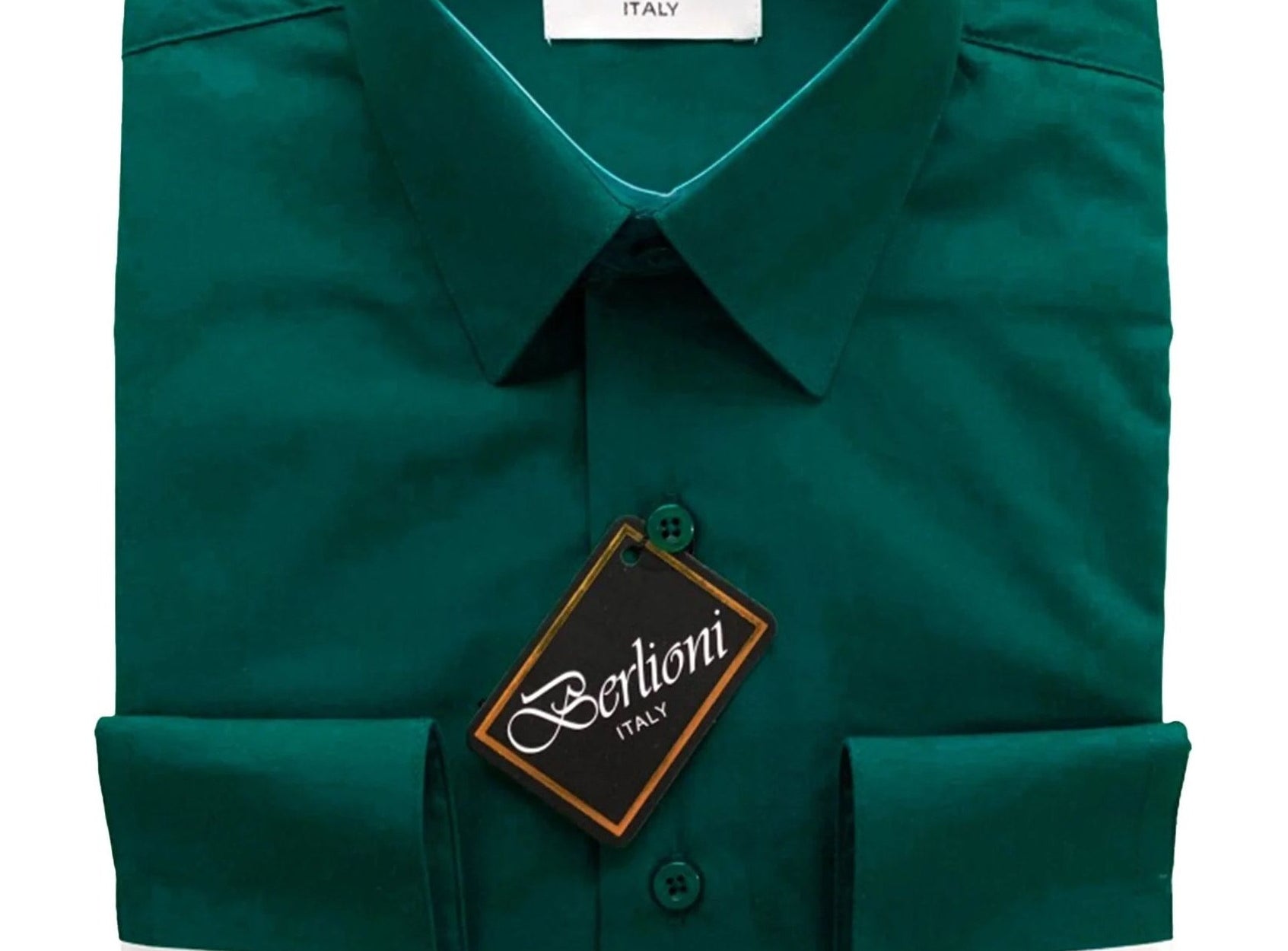 Berlioni C/C Solid Dress Shirt Hunter Green BL900
