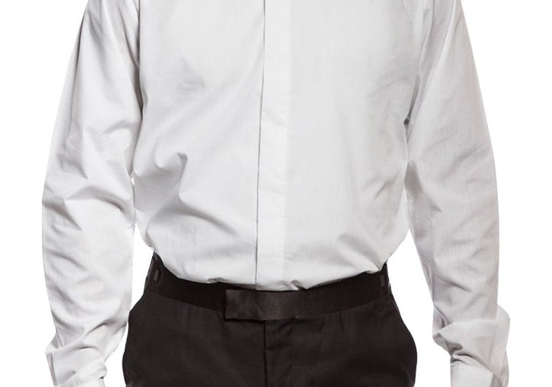 Daniel Ellissa Banded Nehru Collarless White Dress Shirt – Suit & Tux Warehouse