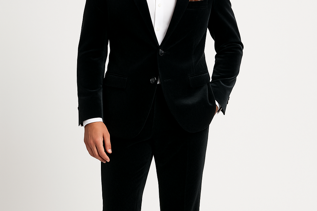 After Midnight Mens Suede Velvet Smoker's Tuxedo Loafer — AI Model Photo