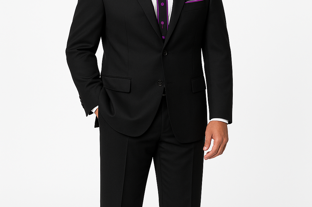 MENZ Clergy Robe Cassock Vestment for Pastor Black/Purple — AI Model Photo