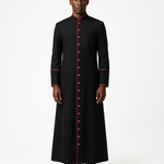 MENZ Clergy Robe Cassock Vestment for Pastor Black/Red — AI Model Photo