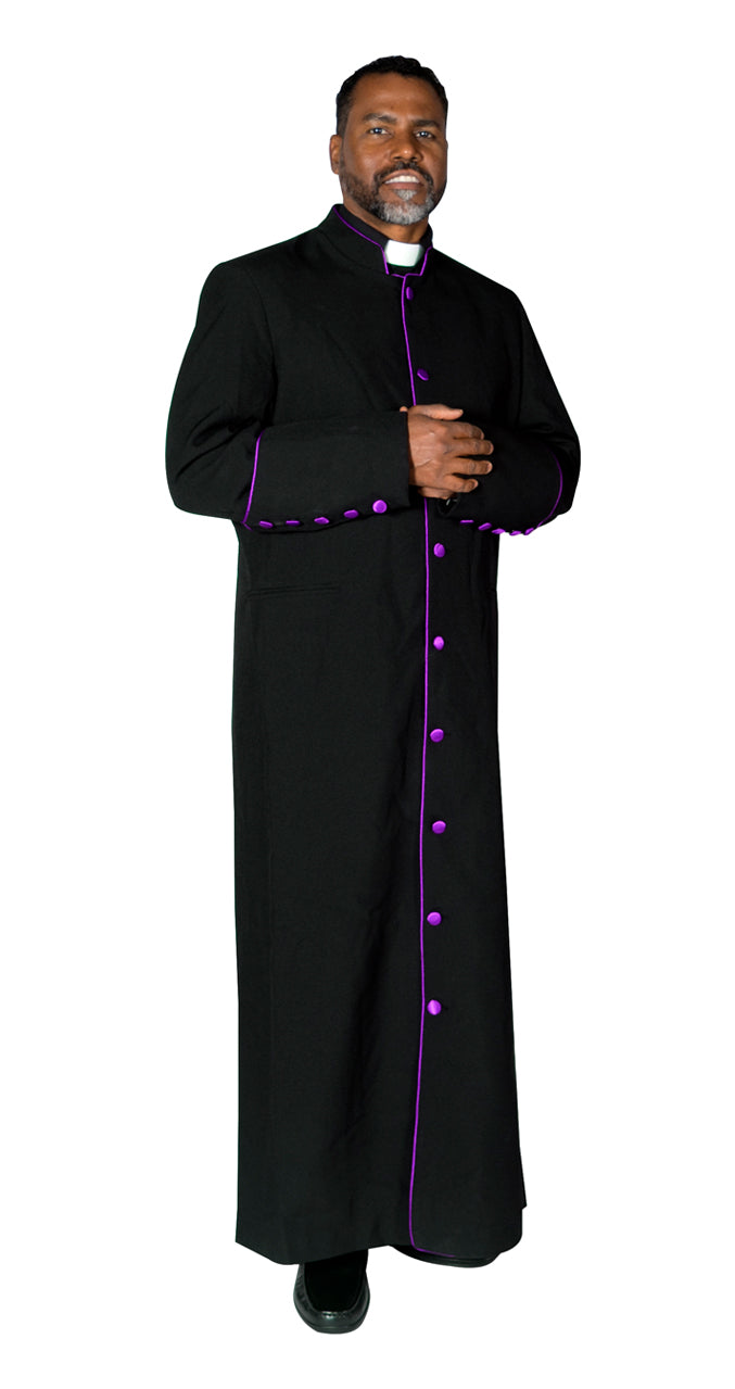 MENZ Clergy Robe Cassock Vestment for Pastor Black/Purple – Suit & Tux ...